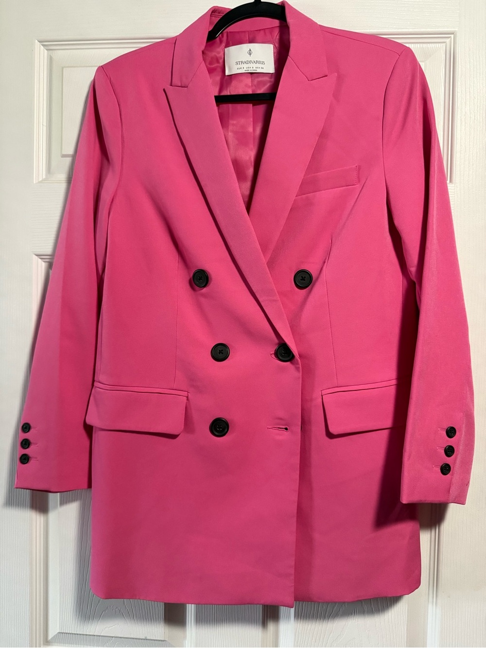 stradivarius Hot Pink Double-Breasted Blazer